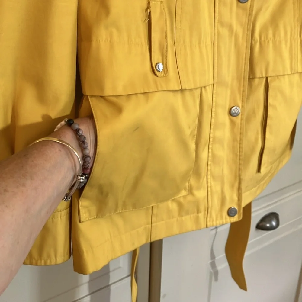 Yellow Hooded Belted Raincoat by Gallery Size Large EUC - Picture 6 of 16